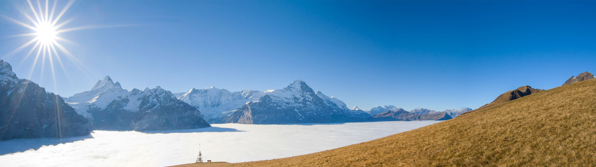 Swiss mountain sunny view